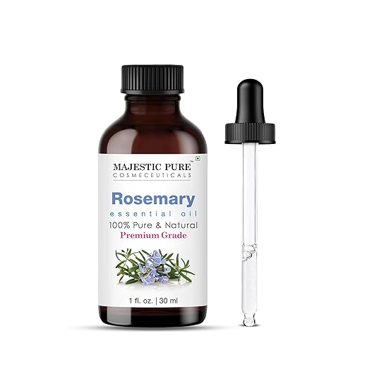 Majestic Pure Essential Oil with Glass Dropper - 100% Pure and Natural - Essential Oils for Diffuser, Aromatherapy, Soap and Candle Making, Rosemary Essential Oil, Rosemary Oil, 1 Fl Oz