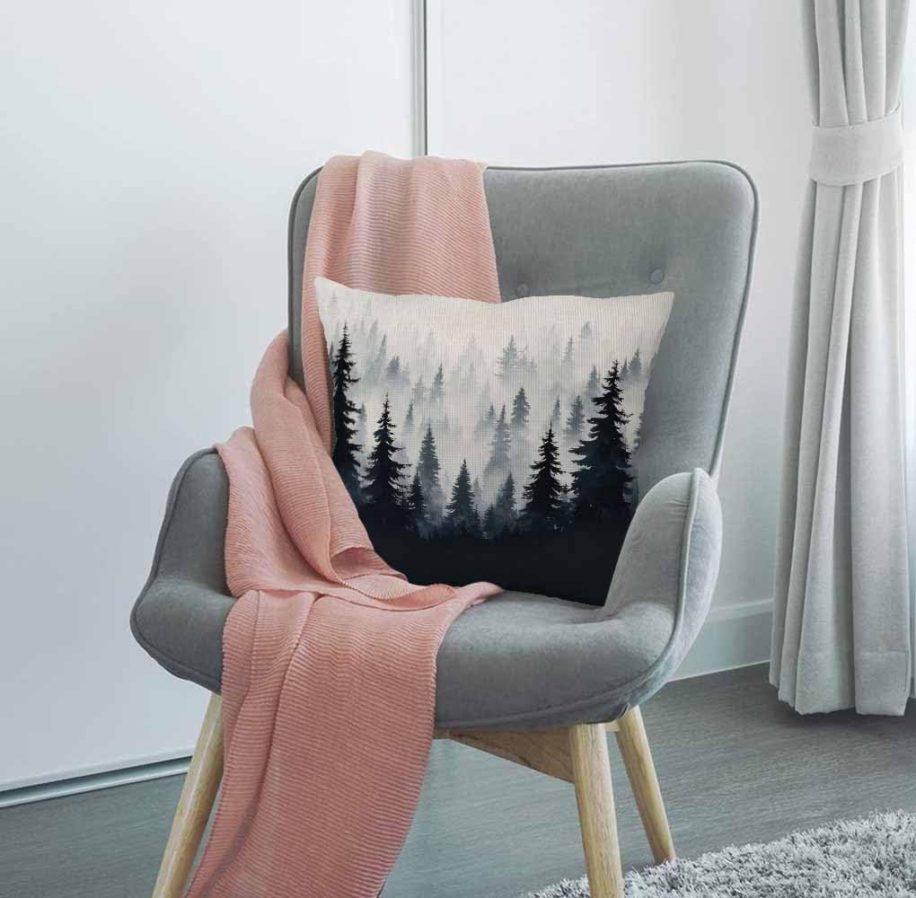 SSOIU Watercolor Mountain Throw Pillow Covers Farmhouse Decorative Square Pillow Covers 18x18 Inches for Farmhouse Home Decor image 2