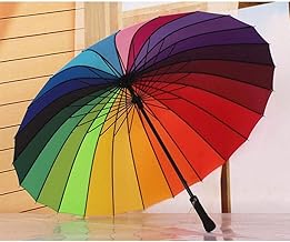 GERIX Rainbow Umbrella Big Size 16 Ribs Rainbow Stylish Colorful Rainbow Umbrella for Kids Woman and Men Windproof Rainbow Umberalla Auto Open And Manual Close