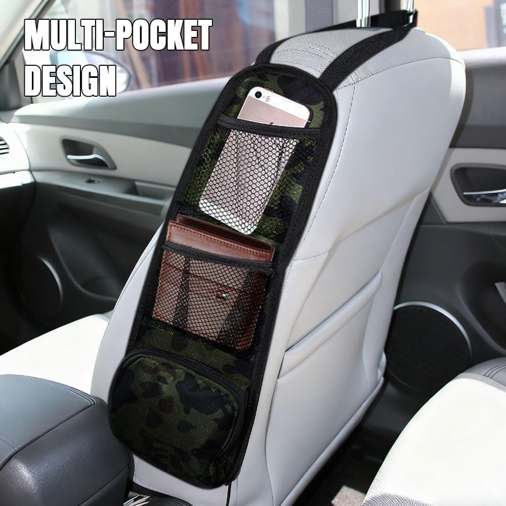 Car Seat Side Storage Pocket, Car Multifunctional Seat Organizer Hanging Bag, Auto Mobile Phone Wallet Sunglasses Mesh Net Pocket, Auto Accessories for Cars SUVs Trucks (Green, 1PCS)