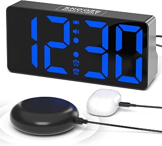 Wecker Extra Laut für Tiefschläfer, Wecker mit Vibrationsalarm & Nachtlicht | 0-100% Dimmer, Doppelalarm, USB-Anschluss, Snooze, Digitaler Uhr Gehörlose für Schwerhörige, Hörgeschädigte, Teenager