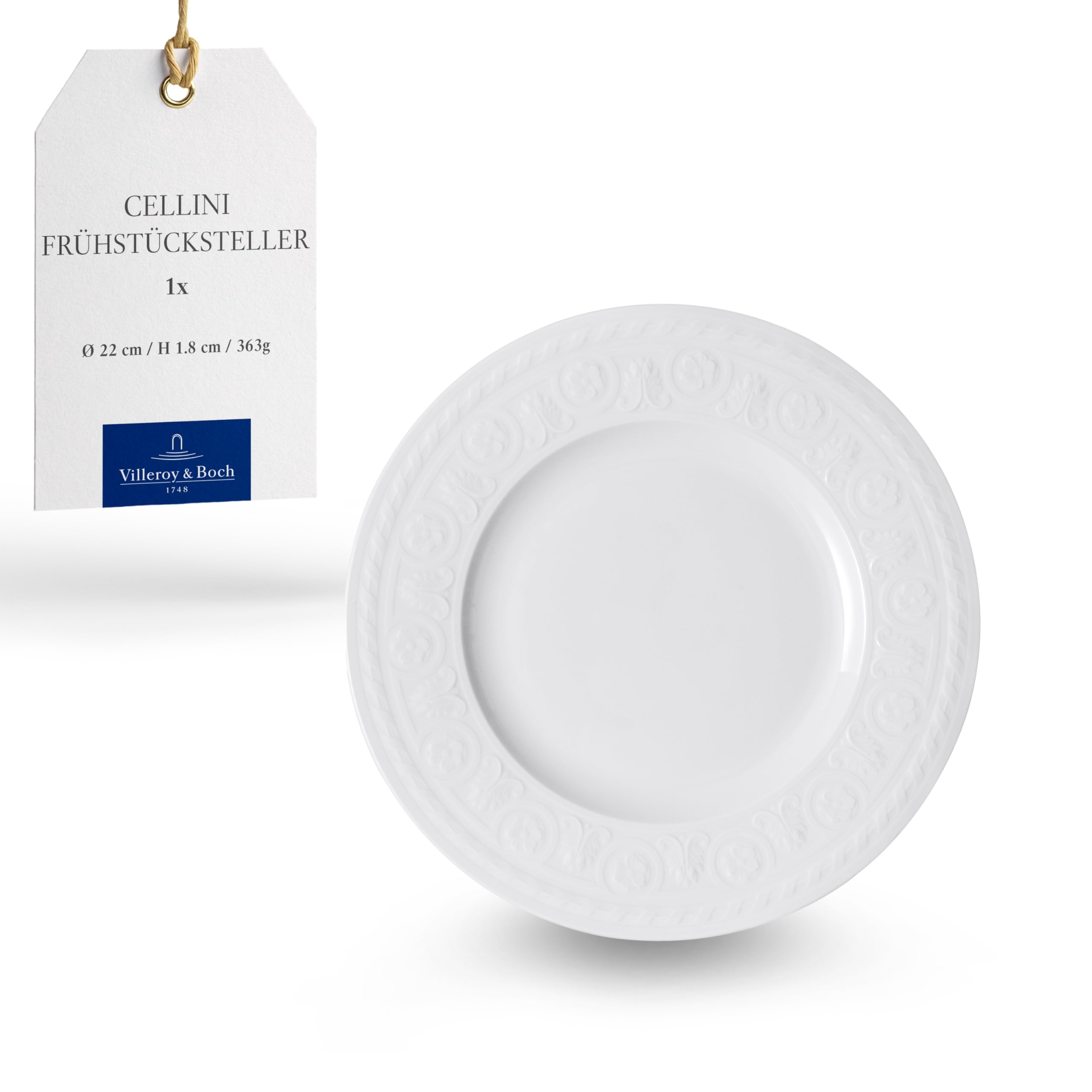 Cellini Breakfast Plate, Premium Porcelain, White, 22 cm