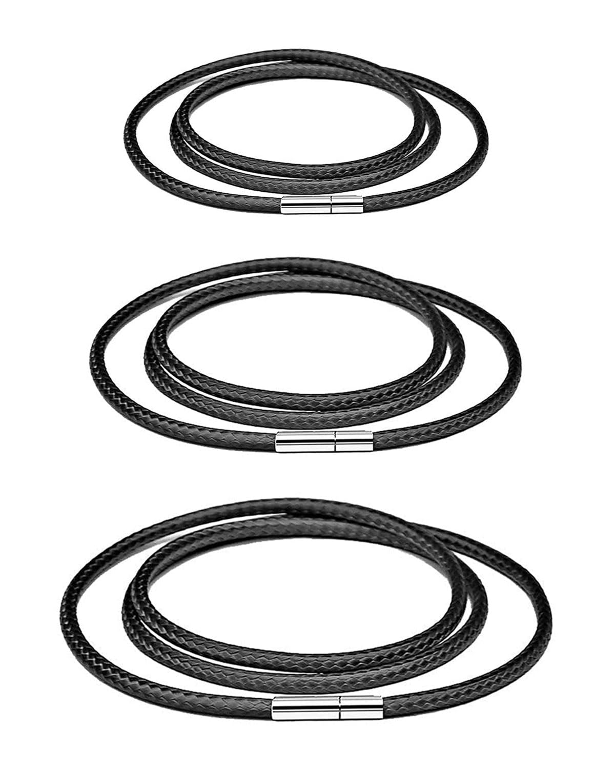 HSIXHAF 3 Piezas Collar De Cordones Trenzados, Collar De Cuero Trenzado, Collar De Cuero Trenzado Para Hombre, Cadenas De Cuero Cordón Trenzado, Collar De Cuero Para Hombre
