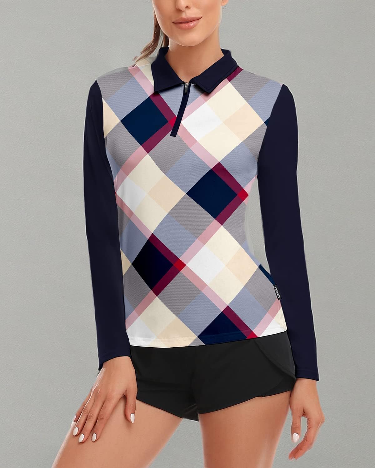 Soneven Womens Long Sleeve Polos 1/4 Zip Moisture Wicking Collared Golf Shirt Slim Fit for Casual Work - Image 6