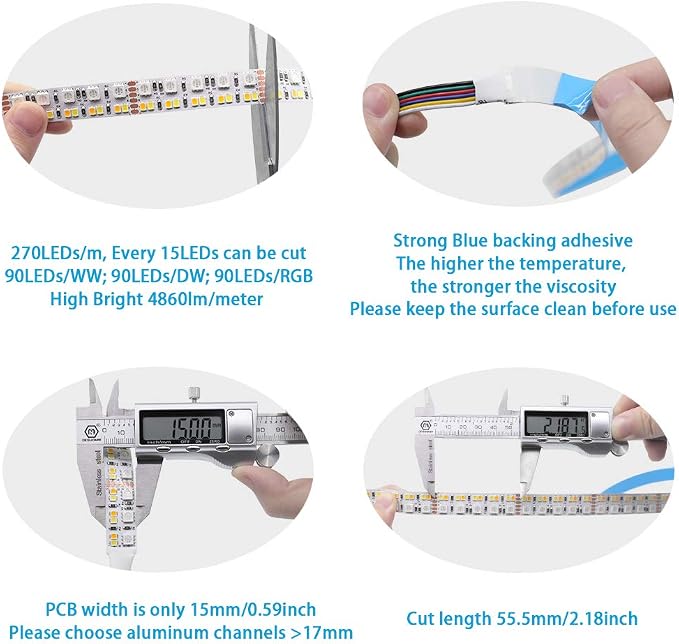 Tira LED flexible RGB+CCT 270 LEDs/m 5m 24V miniatura 2