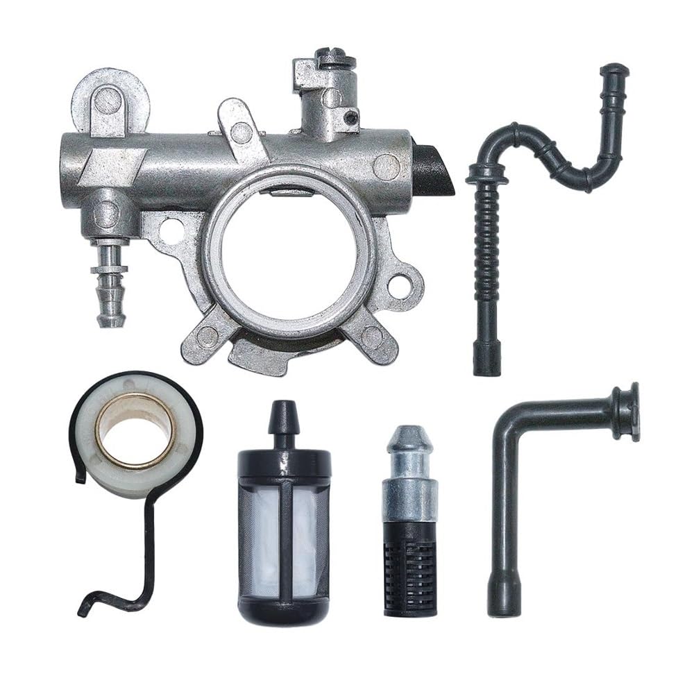 Herramientas de jardín Kit de línea de Filtro de Combustible y Engranaje helicoidal for engrasador de Aceite, Compatible con Motosierra 034 036 MS360 (reemplazo 1125 640 3201)