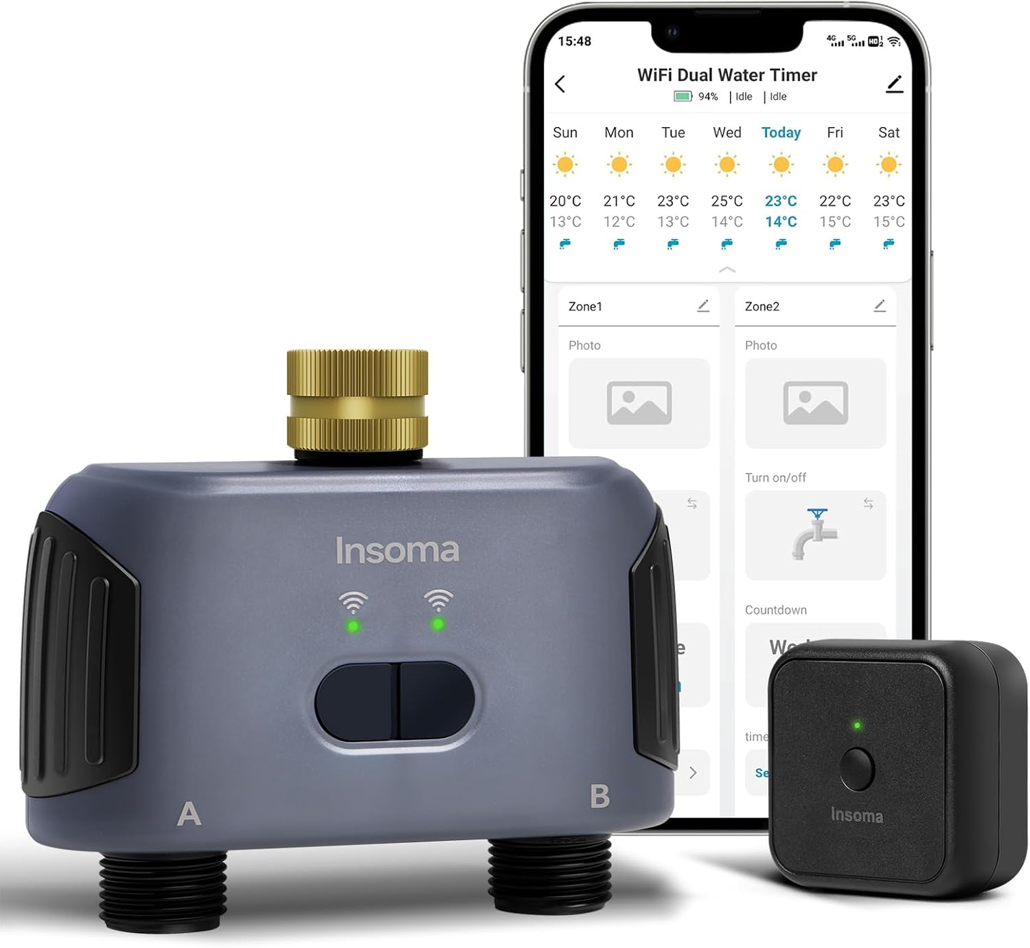WiFi hose timer with brass swivel, 2 zones