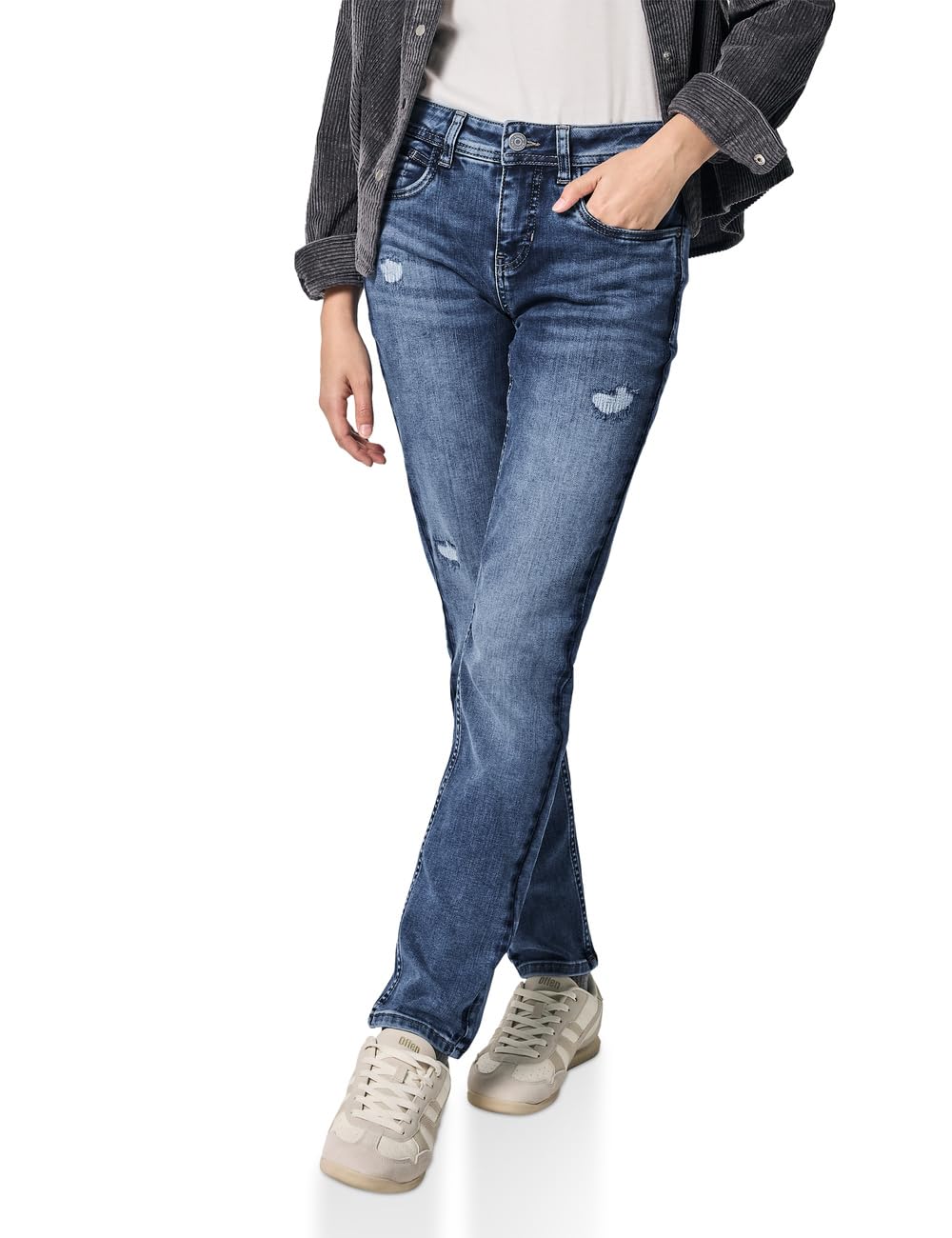 Street One Studio Damen Jeans mit Destroyed Details