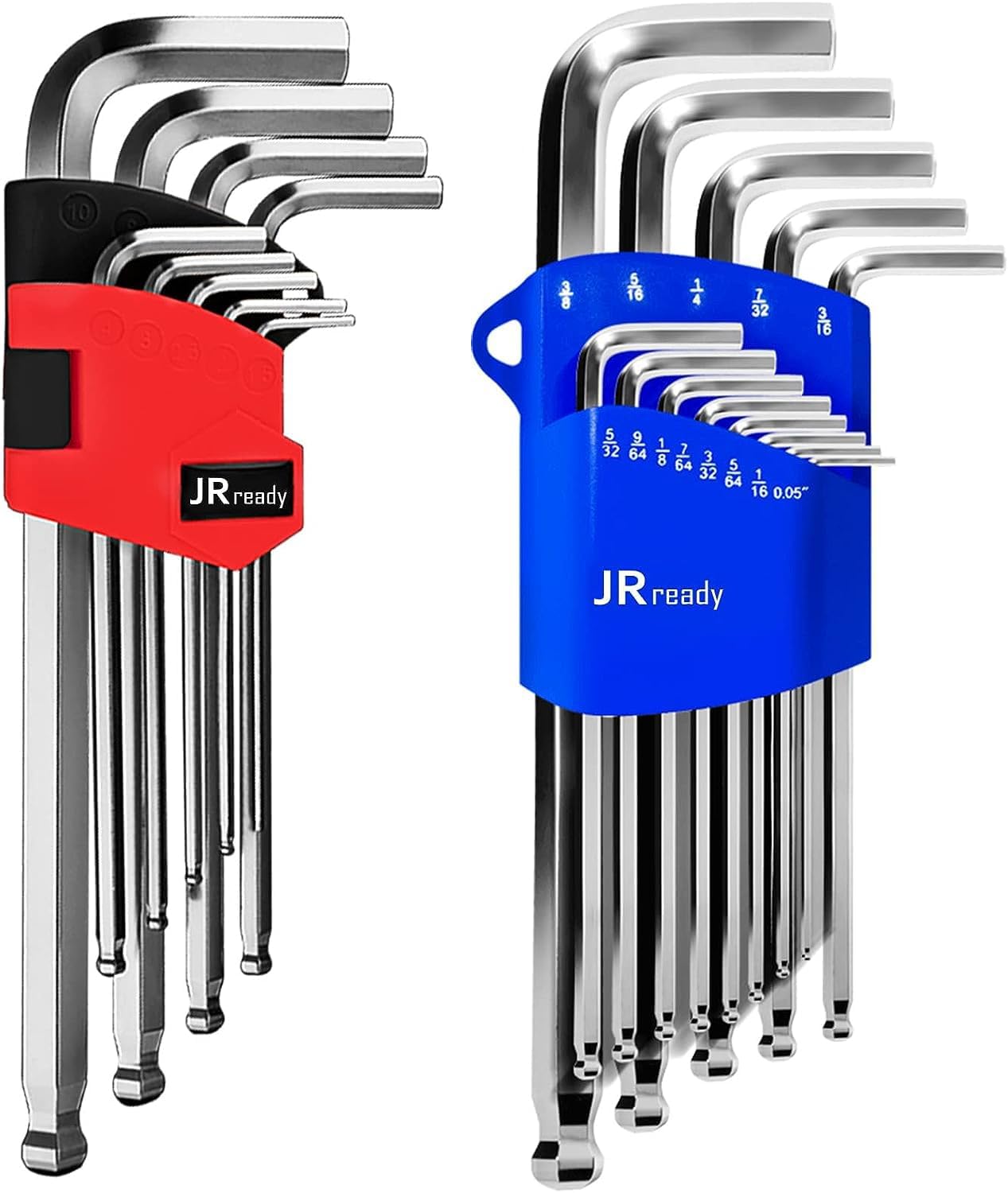 JRready ST5212 Hex Wrench Set Long Arm Ball End Hex Wrench Set 22PCS S2 Alloy Steel 13PCS Inch/ 9PCS Metric