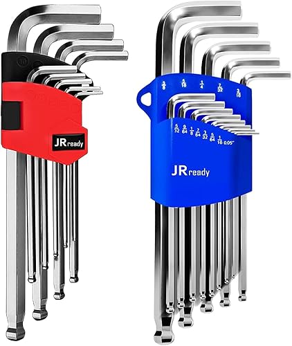 JRready ST5212 - Juego de llaves hexagonales de brazo largo, 22 piezas, acero de aleación S2, 13 unidades, 9 unidades métricas