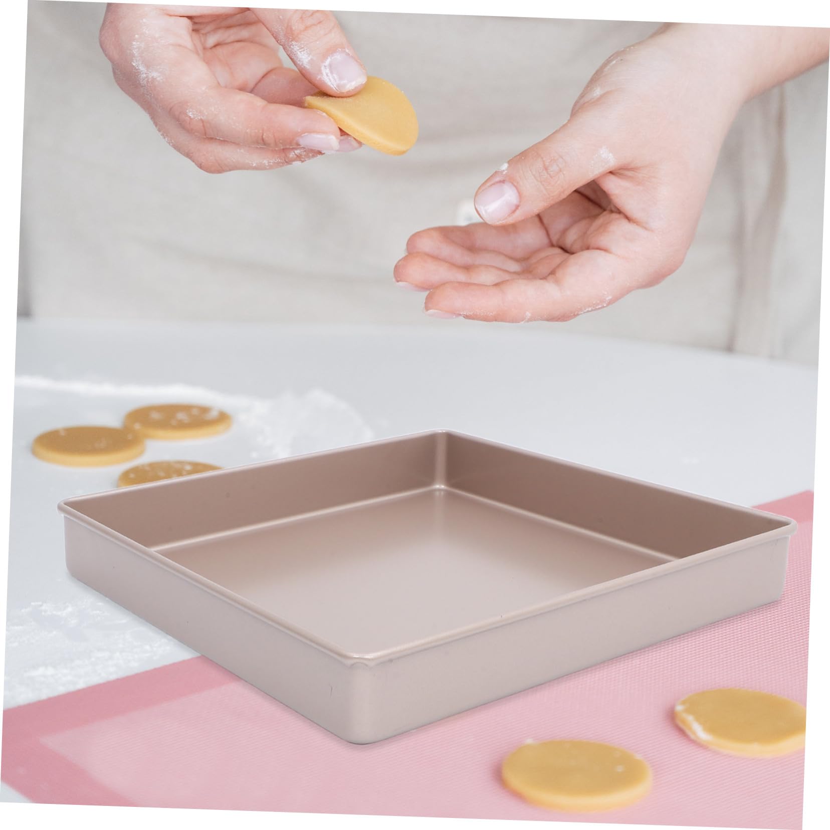 Mikinona Teglia Quadrata in Acciaio al Carbonio Teglia da Forno Antiaderente Dorata Resistente Alte Temperature per Dolci Pizza e Lasagne per Feste e Uso Professionale