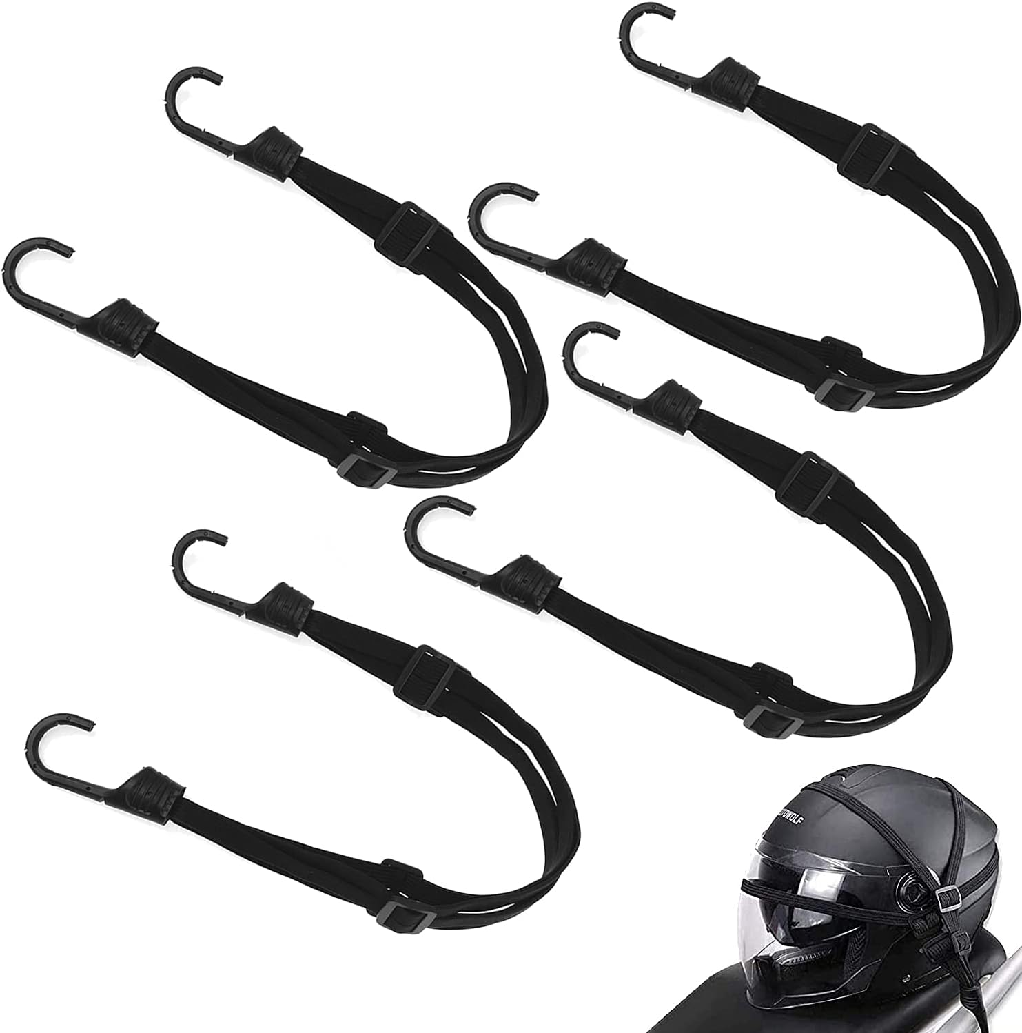 Pulpos Elásticos, 4 Piezas Cinchas de Amarre Moto, Ajustable Correa Elástica con Ganchos, Tensores Elásticos con Ganchos, Cuerda Elástica para Equipaje con Ganchos, Correas de Equipaje para Bicicleta