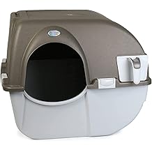 Omega Paw Self Cleaning Litter Box, Omega Paw Roll 'N Clean Litter Box, Regular Size for Kittens and Cats 10 lbs and Under, Brown Color, Model NRA15 V5.0