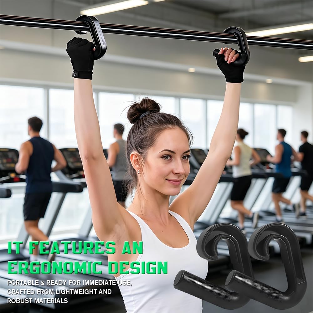 2 Maniglie Double D Fitness con Ganci a 90 Gradi, Maniglie Palestra, Impugnatura Neutra, Palestra Accessori in Nylon Composito, per Trazioni, Bilancieri e Fasce di Resistenza