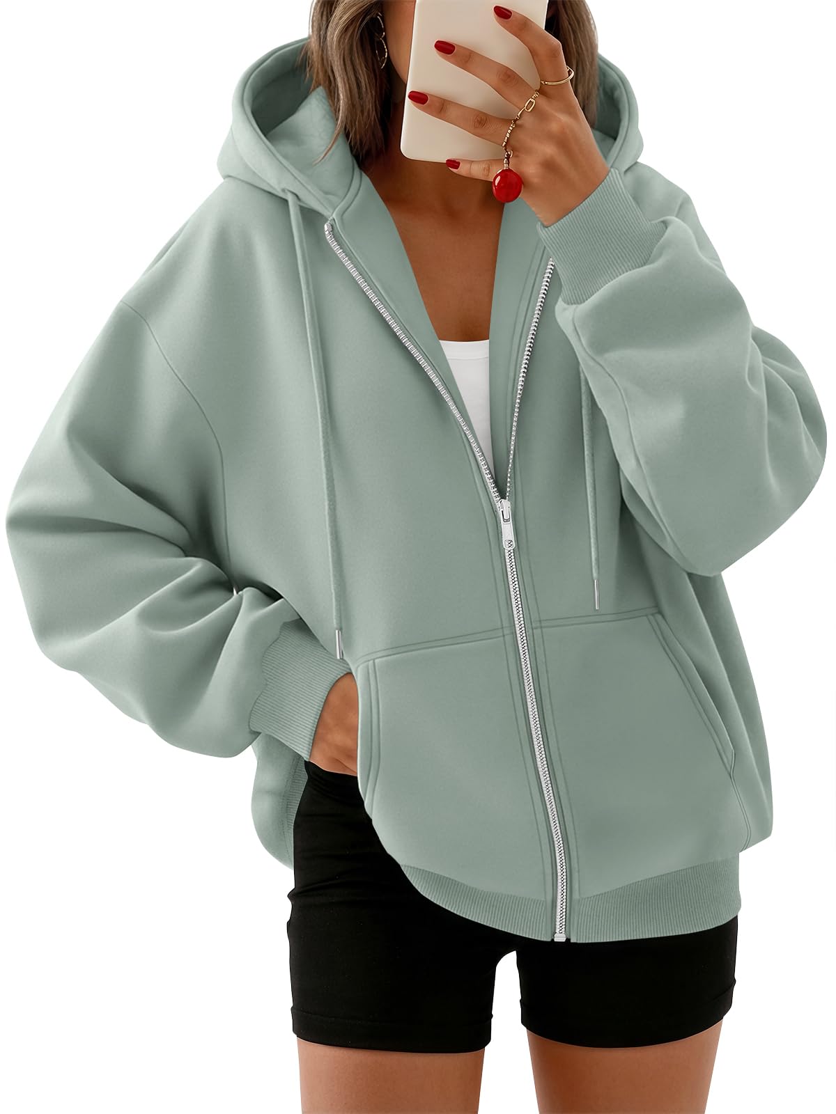 Trendy Queen Womens Oversized Zip Up Hoodies Y2K Fall Sweatshirts 2026
