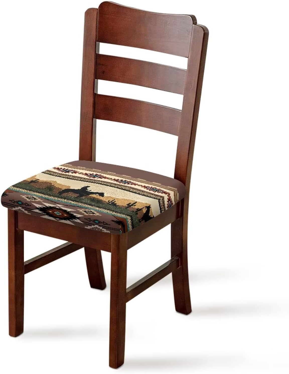 Aztec Horses Sqaure Dining Chair Covers Anti Slip Breathable Outdoor Chair Seat Cover Machine Washable Non-Slip Seat Protective Slipcovers