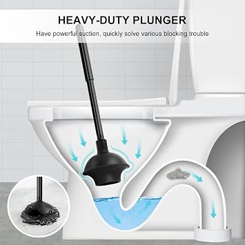 SetSail Toilet Brush and Plunger Set, Semi-Hidden Toilet Plungers, Black