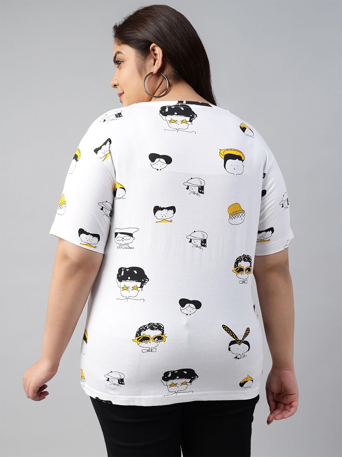 JUNEBERRY 100% czysta bawełna plus size luźny krój bez ramiączek nadruk graficzny plus size damskie koszulki połączenie 2 sztuk (2XL do 5XL)