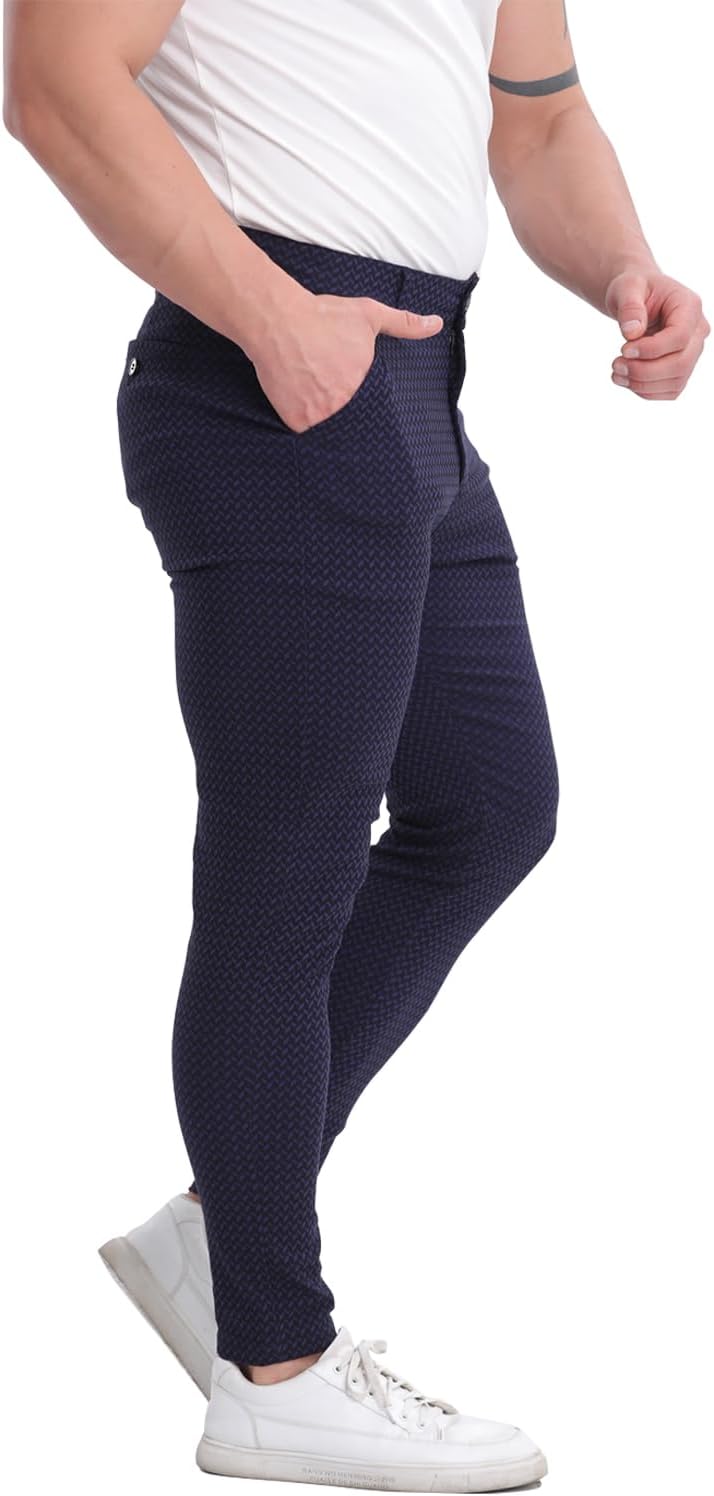ALLELMS Mens Chinos Slim Fit Stretch Flat-Front Skinny Dress Pants - Image 4