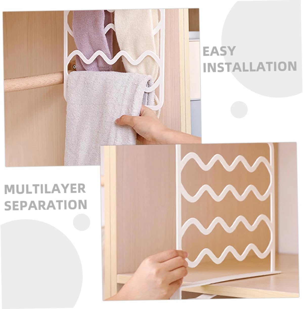 10Pcs Adjustable Closet Shelf Dividers No-Drill Installation for Wardrobe Organization Separation Suitable for Clothes Bags Sweaters White