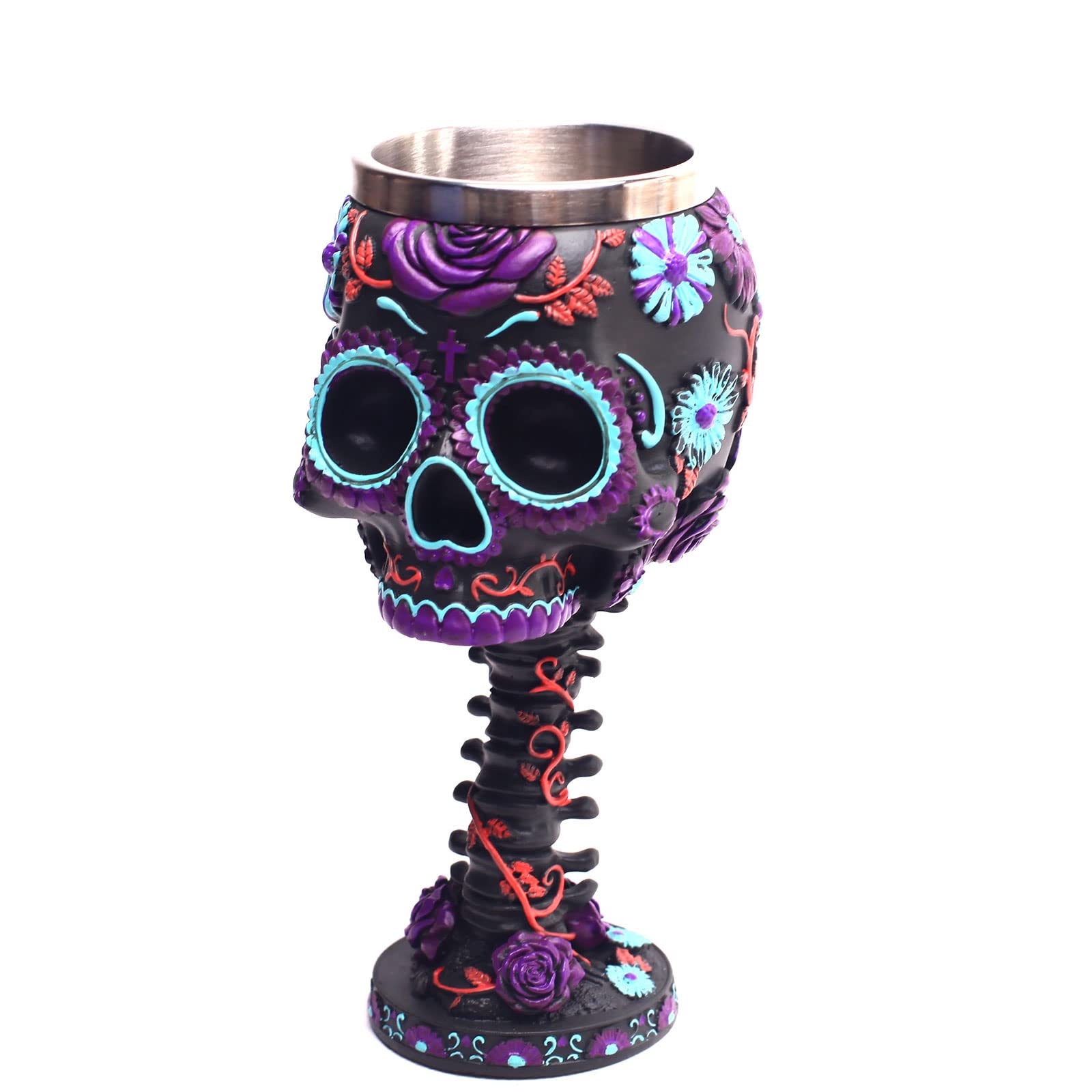yanwuwa Goblet Drinking Cup Skull for Head Resin Cups Medieval Skeleton Chalice Skull Cup Double Wall Drinking Goblet Resin Mate Wine Glass Set