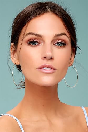 Miniatura 2 de Juego de 3 pares de aretes de aro grandes para mujer, chapado en oro rosa de 14 quilates, de acero inoxidable chapado en oro rosa, para mujeres y