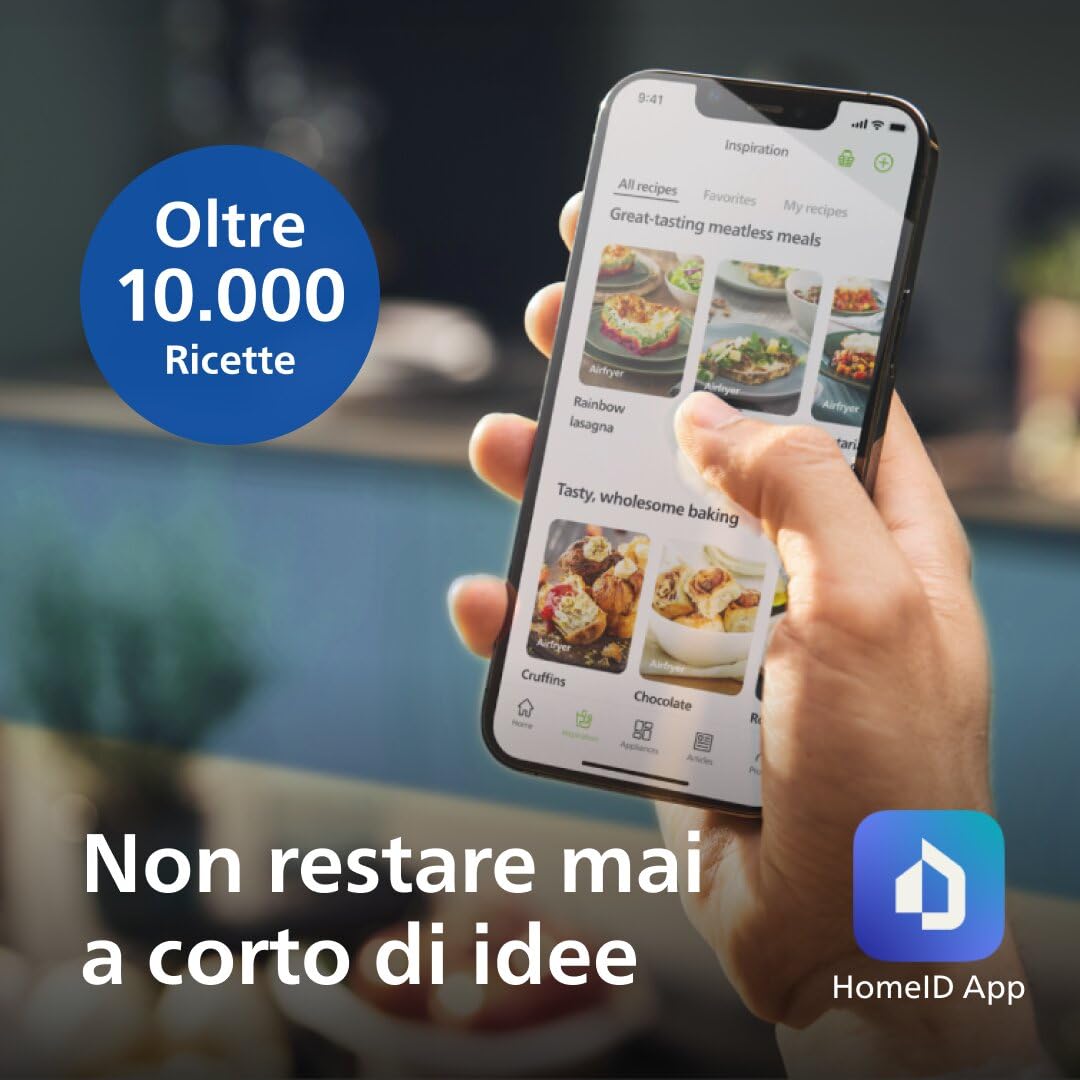 Philips Airfryer Serie 2000 – Friggitrice ad Aria 6,2L Con Finestrella di cottura, 1700W, RapidAir, 13 Modalità di Cottura, Facile da Pulire, Touchscreen, Risparmio Energetico (NA230/00)