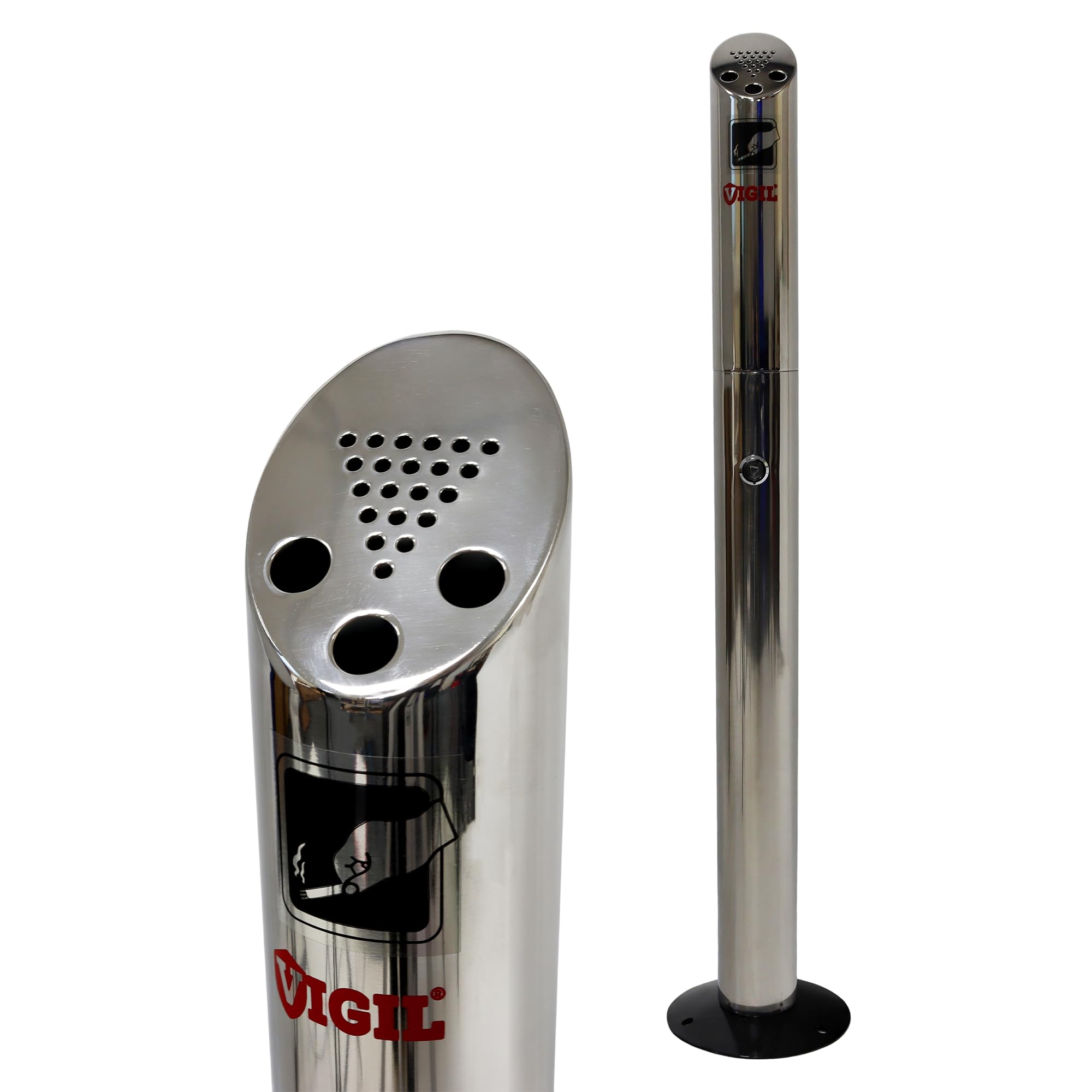 Vigil Free Standing Cigarette Bin With Lock - Outdoor Ashtray For Outside Commercial Use - Large Outdoor Ashtrays For Cigarettes - Standing Ashtray With Weather Resistant Design