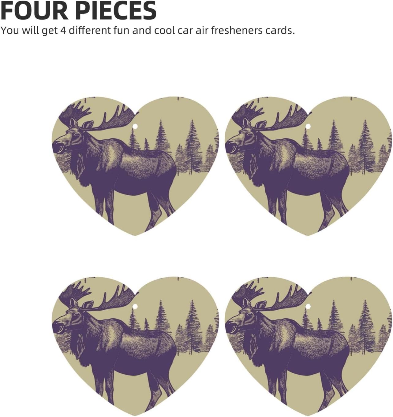 Cool Moose Car Air Fresheners Cards Set of 4 Pieces, Long-Lasting Auto Aromatherapy Tablets Gifts Car Rearview Mirror Pendant Hanging Scented Cards for Wardrobe Bathroom image 2