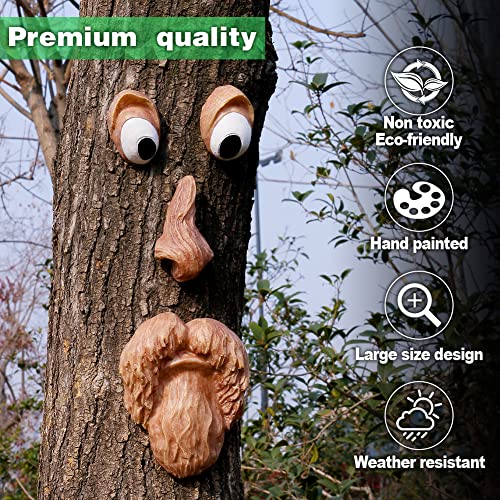 Eiiorpo Tree Faces Decor Outdoor Large,15 Inch Tree Face Statues Upgrade Plus Size Old Man Tree Hugger Bark Ghost Face Decor Funny Yard Art Garden Decorations For Easter Halloween Creative Props (A) #TOP1