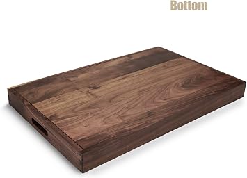 28 x 18 inches Large Rectangular Black Walnut Wood Tray with Handles, for Tea, Coffee or Breakfast in Bed, Classic Decorative Wooden Serving Tray