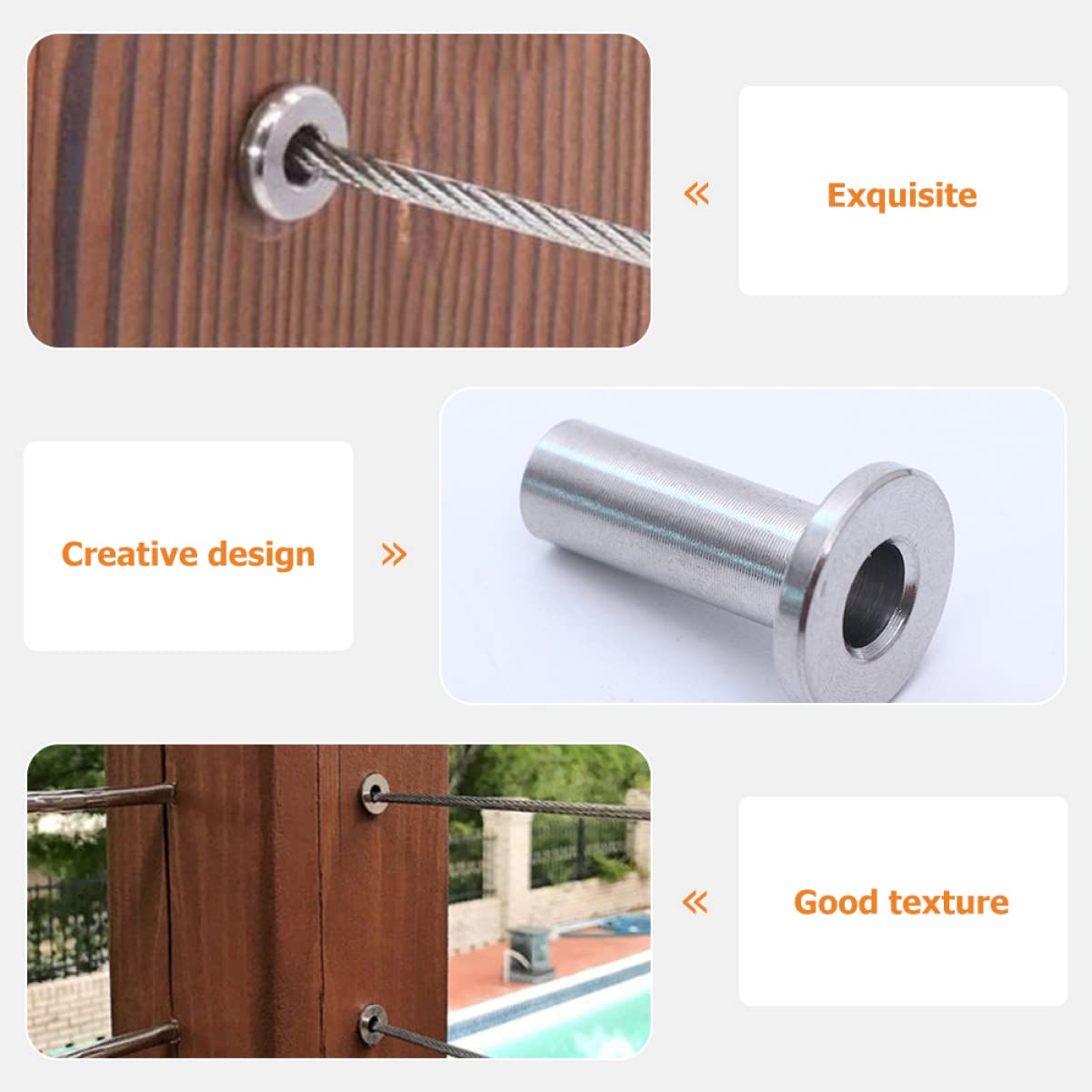 Gadpiparty 60pcs Cable Railing Kits Wire Railing Sleeves for Deck and Stair Protection