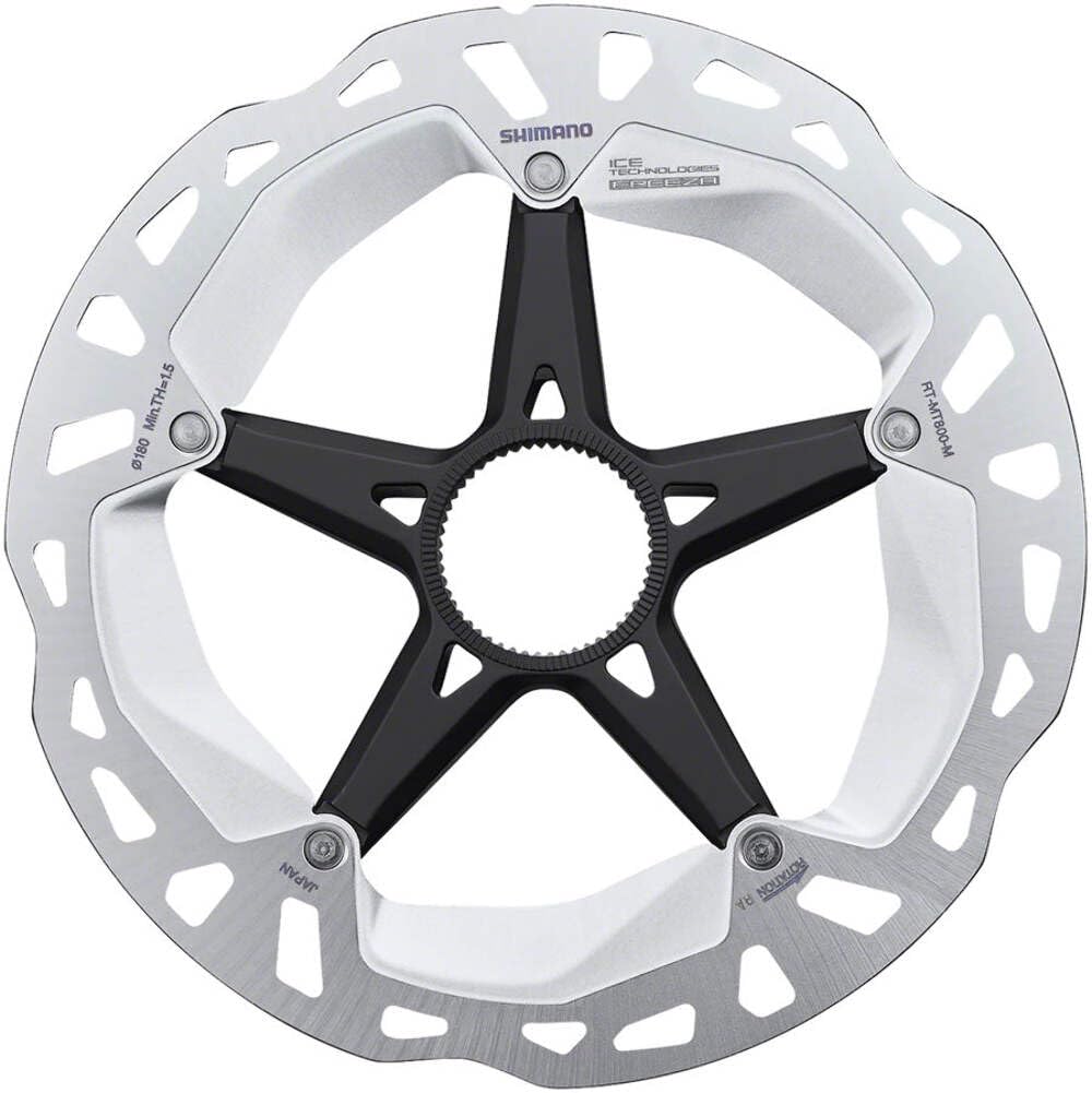 Deore XT RT-MT800-M Disc Brake Rotor with External Lockring - 180mm, Center Lock, Silver/Black