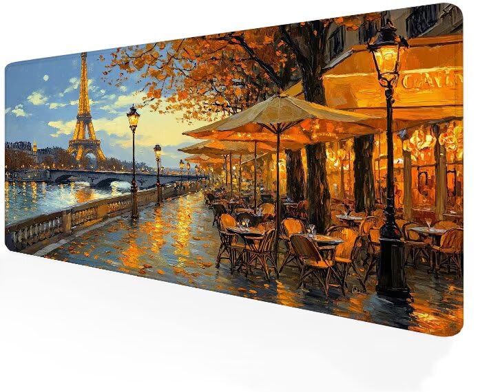 Tapis de souris gamer grand format 900x500 avec bords cousus sous-main paysage bureau Tour G1-114