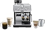 De'Longhi La Specialista Arte EC9155.W, Machine à Porte filtre, Machine Expresso Manuelle avec Moulin, 8 Niveaux de Mouture, 15 Bars, 3 Températures, Buse à Vapeur, Inclus Kit Barista, Blanc