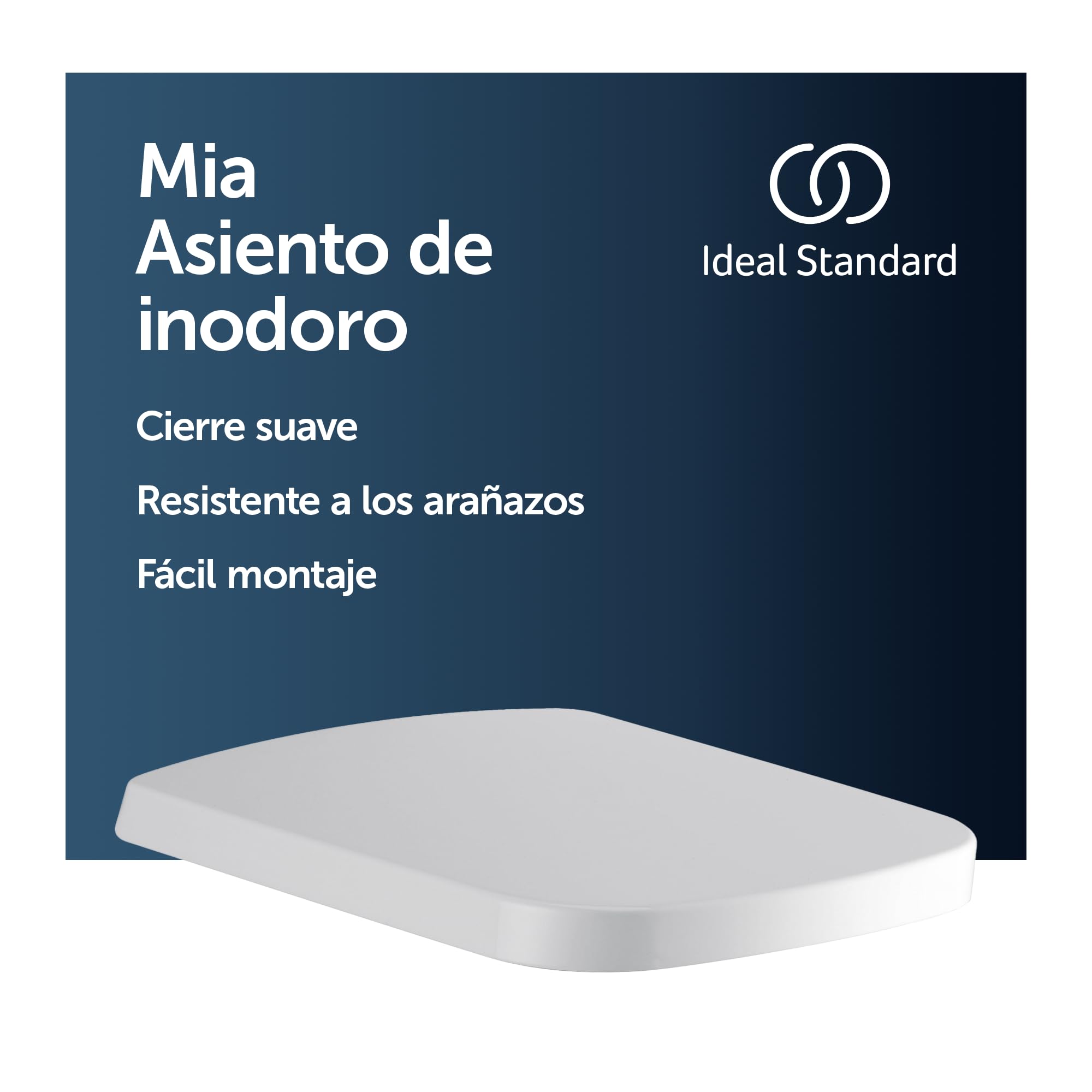 Ideal Standard Mia asiento de WC envolvente, angular – Blanco (Alpin) | Asiento de inodoro con cierre de tapa automático (SoftClose), J469701