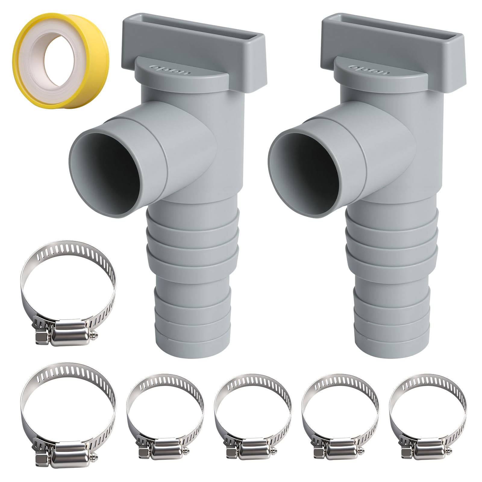 2 PCS Válvulas de Cierre para Piscinas con Conexión para Manguera de 32 mm, Adaptador Manguera Piscina 32 mm a 38 mm, Juego de conexión de Accesorios de Piscina