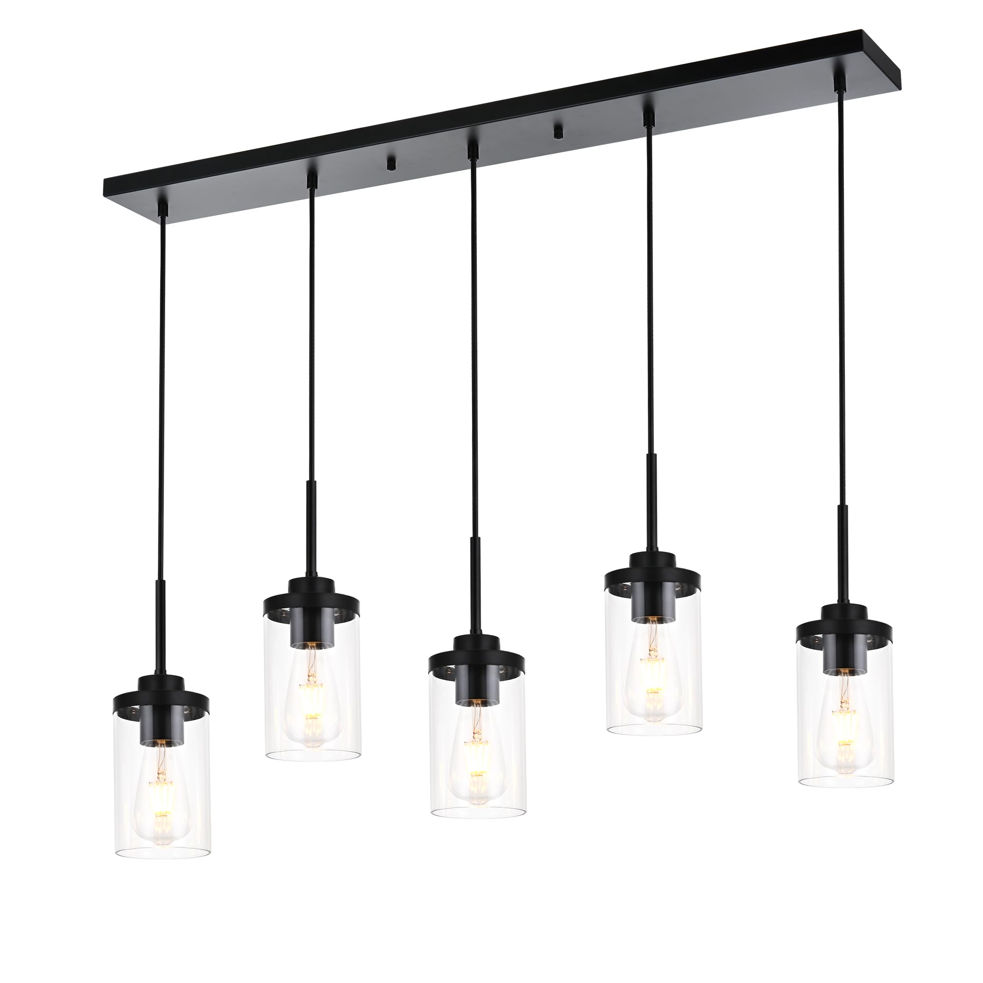 【今日の超目玉】 Kitchen Light Pendant 5-Light eluze Island Black Farmhouse その他