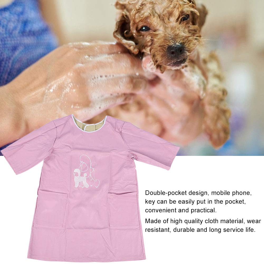 Pet Hairdressing Clothing, Hairdressing Grooming Apron Pet Grooming Apron  Pet Hairdressing Clothes, for Salon Dog Cat(pink, L size sleeve)