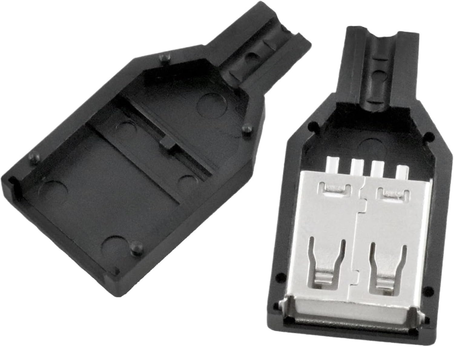 10pcs 4-pin Male and Female USB Plug Socket Connector with Black Plastic Cover, Used for Computer peripherals and Port adapters.(Each 5PCS)