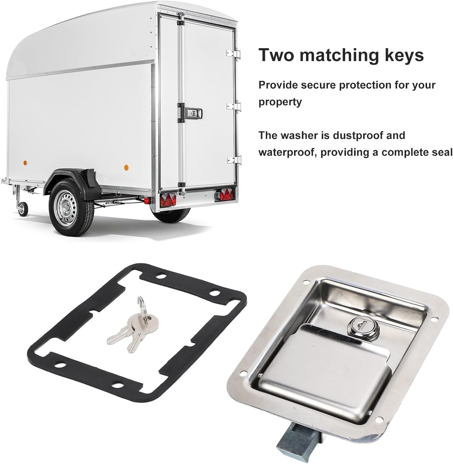 Klamka Zamek Skrzyni Narzędziowej 140x108 mm Stal Szlachetna Polerowana, Zamek Wpuszczany Do Skrzyni Pickup, Przyczepy, RV, UTV, ATV