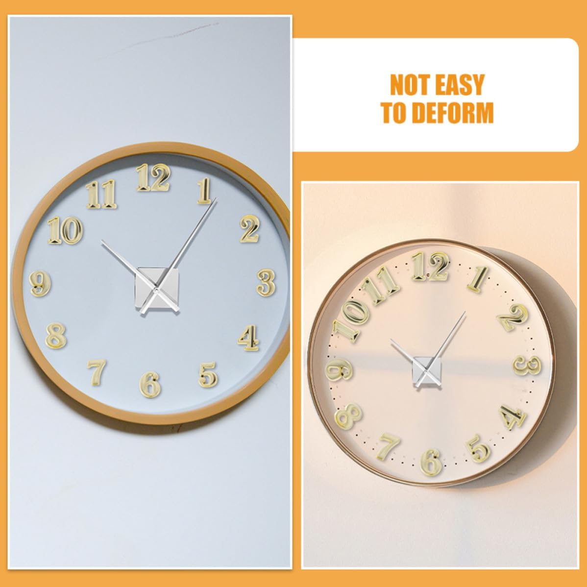 SECFOU 6 Sets Arabic Numerals Clock Kit for DIY Clock Repair and Decoration Plastic Golden Arabic Number Set with Wear Resistance and Stylish Design for Bedroom and Living Room