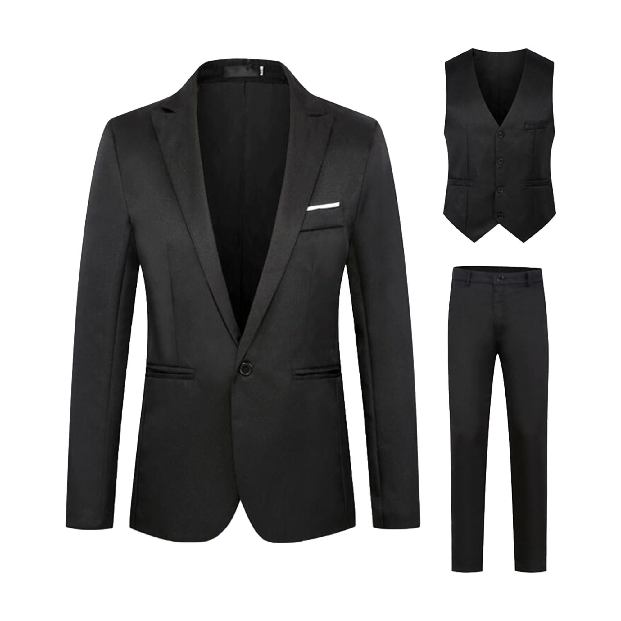 Mens 3-Piece Suit Shawl Lapel One Button Tuxedo Winter Slim Fit Dinner Jacket Formal Business Vest Pants Set