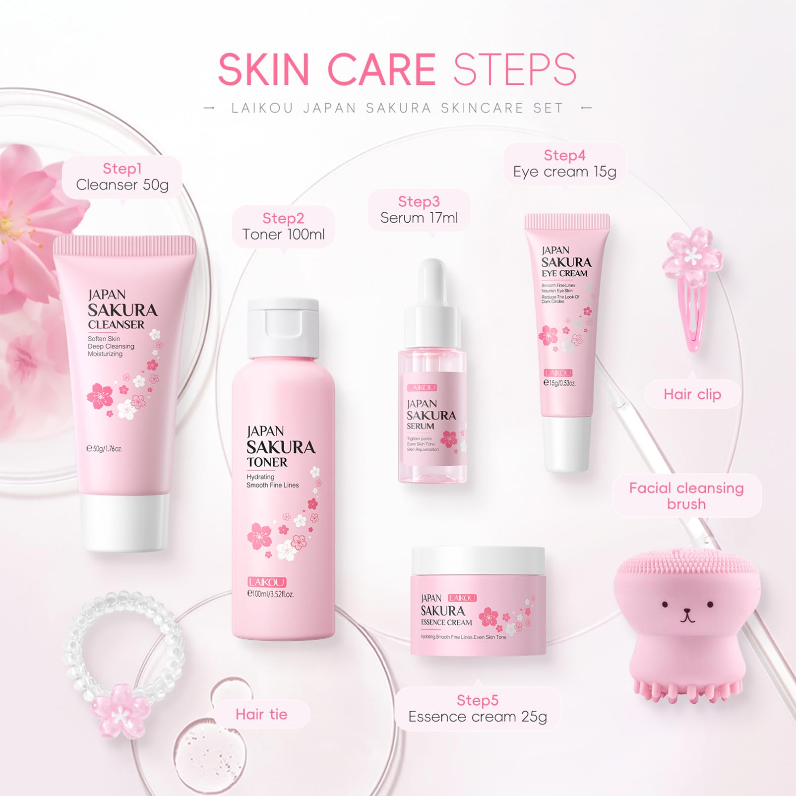 Amazon.com: Sakura Skincare Set Facial Kit - Skin Care Gift Set