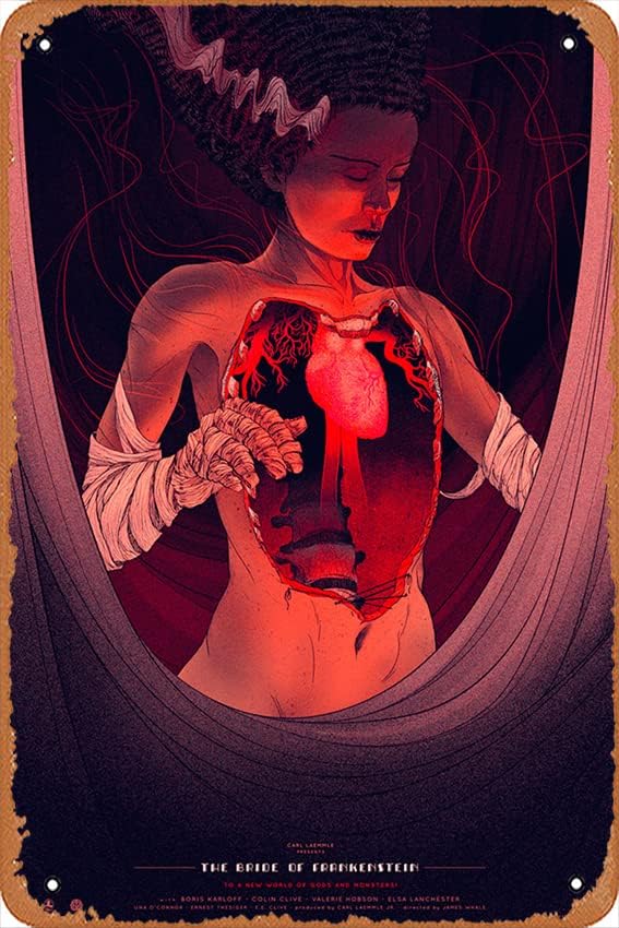 Cartel de lata retro vintage de la serie de películas The Bride of Frankenstein, póster de película clásica, póster de película de hombre,