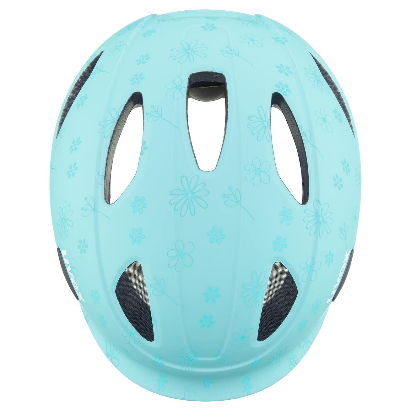 uvex oyo style - lekki kask rowerowy dla dzieci - indywidualna regulacja wielkości - możliwość zainstalowania światła LED - flowers cyan matt - 50-54 cm