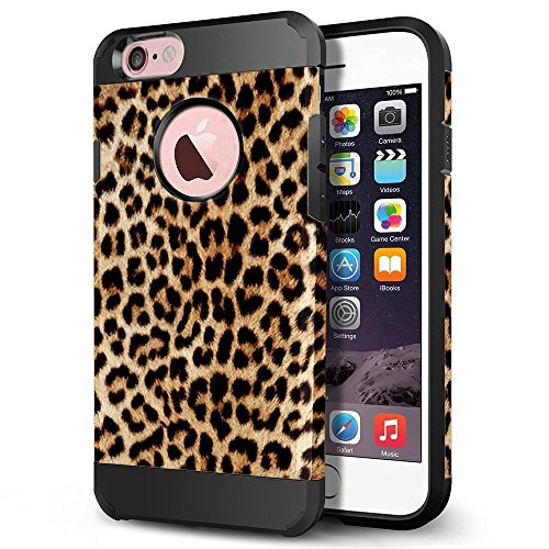 iPhone 6s Case, iPhone 6 Case, LOEV Slim Fit Shockproof Dual Layer Hybrid Protective Case, Tough Hard PC Armor & Soft Rubber Bumper Cover for Apple iPhone 6/6S - Leopard Print Pattern