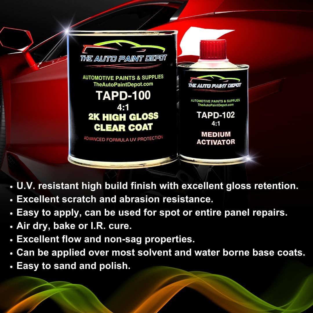 Auto Paint Depot Touch Up Paint for Chevrolet, WA8555 Black 41/WA8555/GBA One Quart with Clear Coat