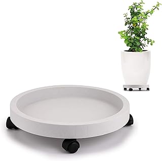 THE WHITE SHOP Plant Caddy with Wheels 15" Plant Stand Potted Plant Mover Heavy Duty Plant Dolly with Casters for Indoor and Outdoor Large Plant Roller Base Rolling Plant Dolly