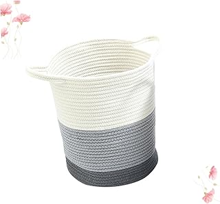 SECFOU Cesta De Armazenamento De Bebê Cesta Dobrável Cesta De Bebê Cesta De Armazenamento De Corda De Algodão Cesta De Corda De Algodão Com Alças Organizador De Berçário Cesta De Mesa